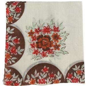 Vintage Floral Handkerchief Womens Hankie 1950s Cottage Peasant Grandma